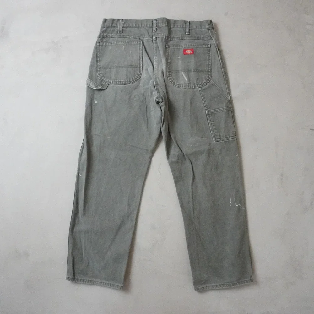 Dickies Carpenter Pants 36x30 Mens Grey Duck Canvas Paint Splatter Workwear 1939